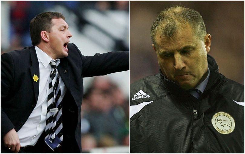 Derby County managers Billy Davies and Paul Jewell during the 2007/08 season as the Rams suffered relegation from the Premier League with the lowest points total ever