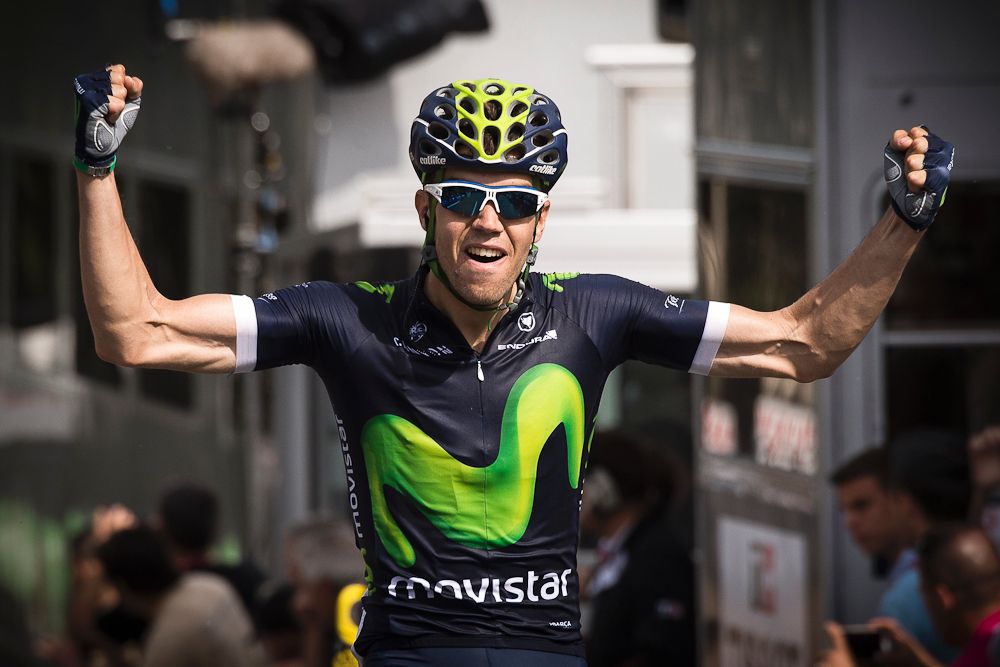 Jesus Herrada (Movistar) crosses the line to win stage 2 at criterium du Dauphine