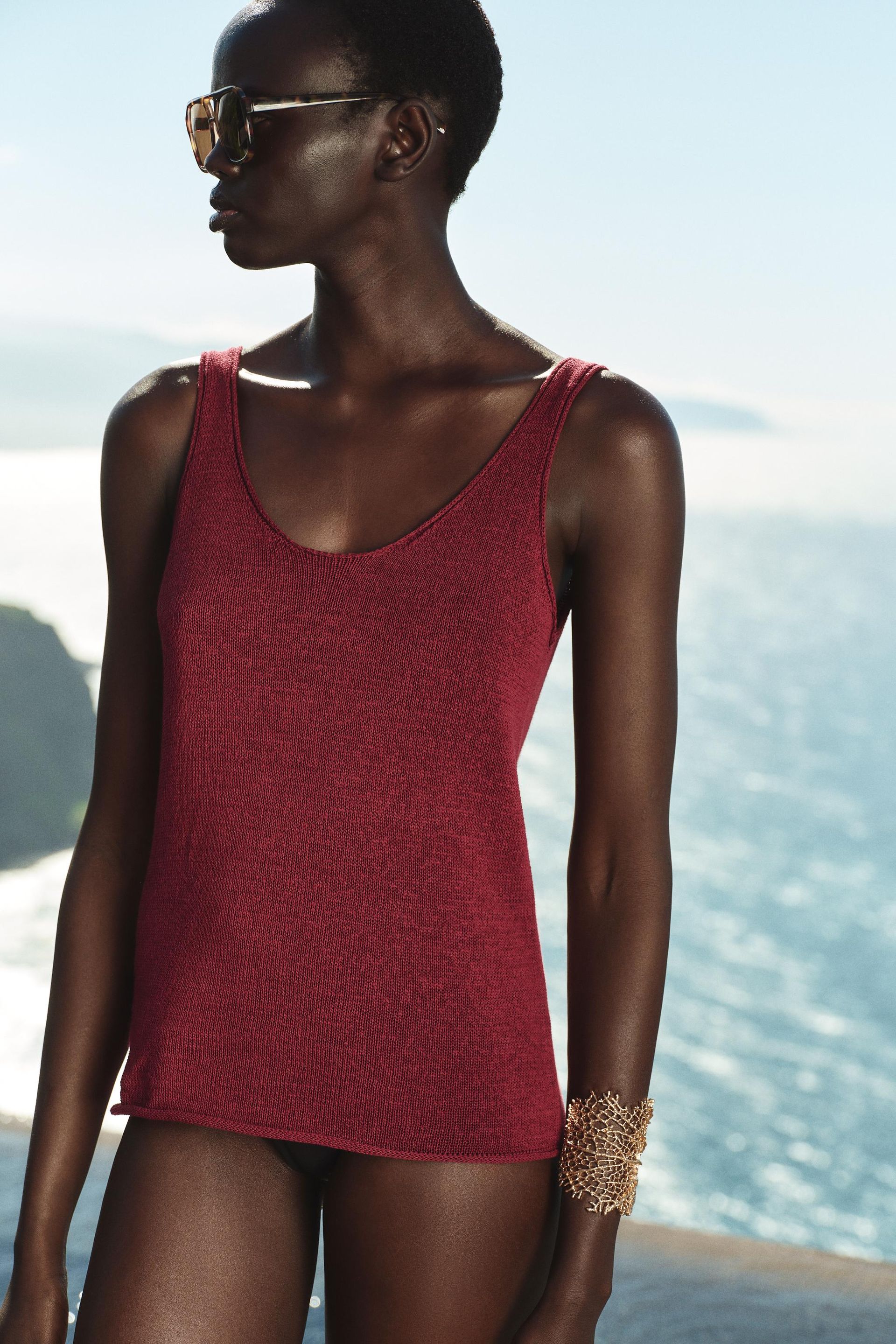 Linen Blend Knit Top