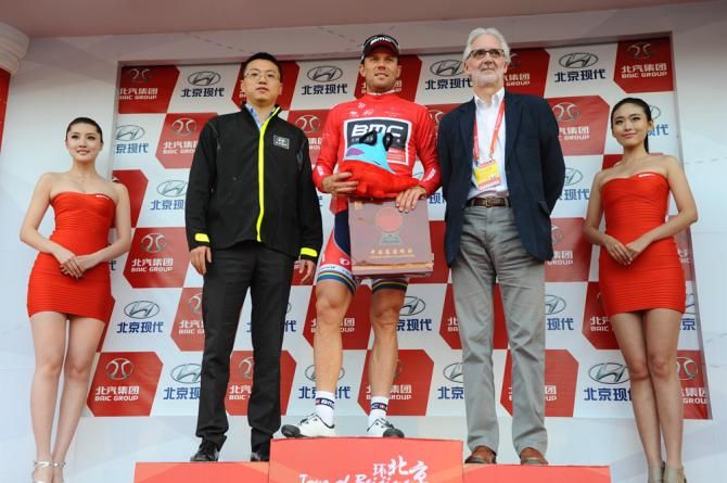 Thor Hushovd (BMC) in the Tour of Beijing leader's jersey after winning stage 1