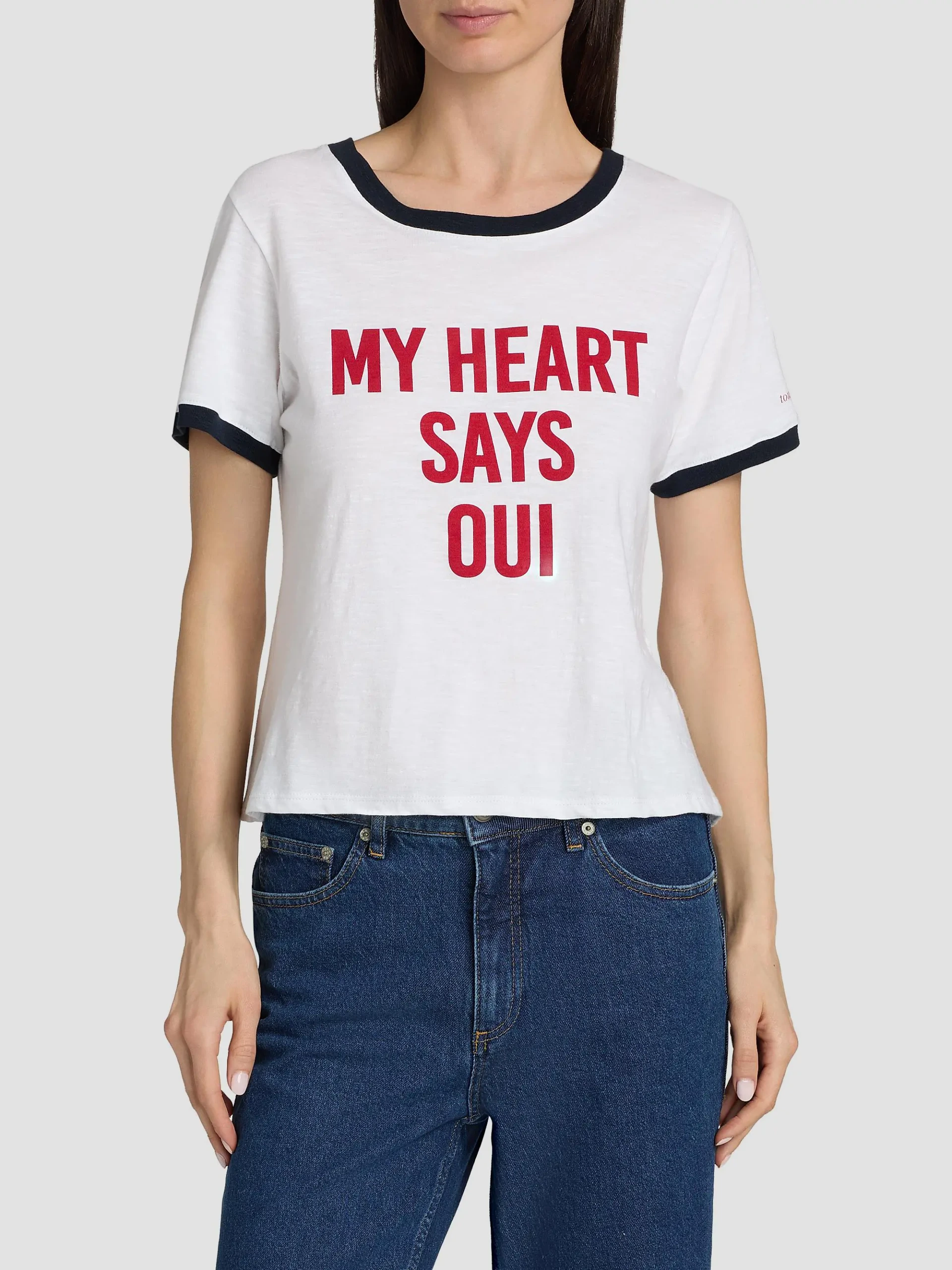 My Heart Says Oui Shrunken Ringer T-Shirt