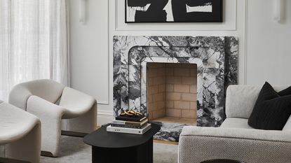 A marble fireplace