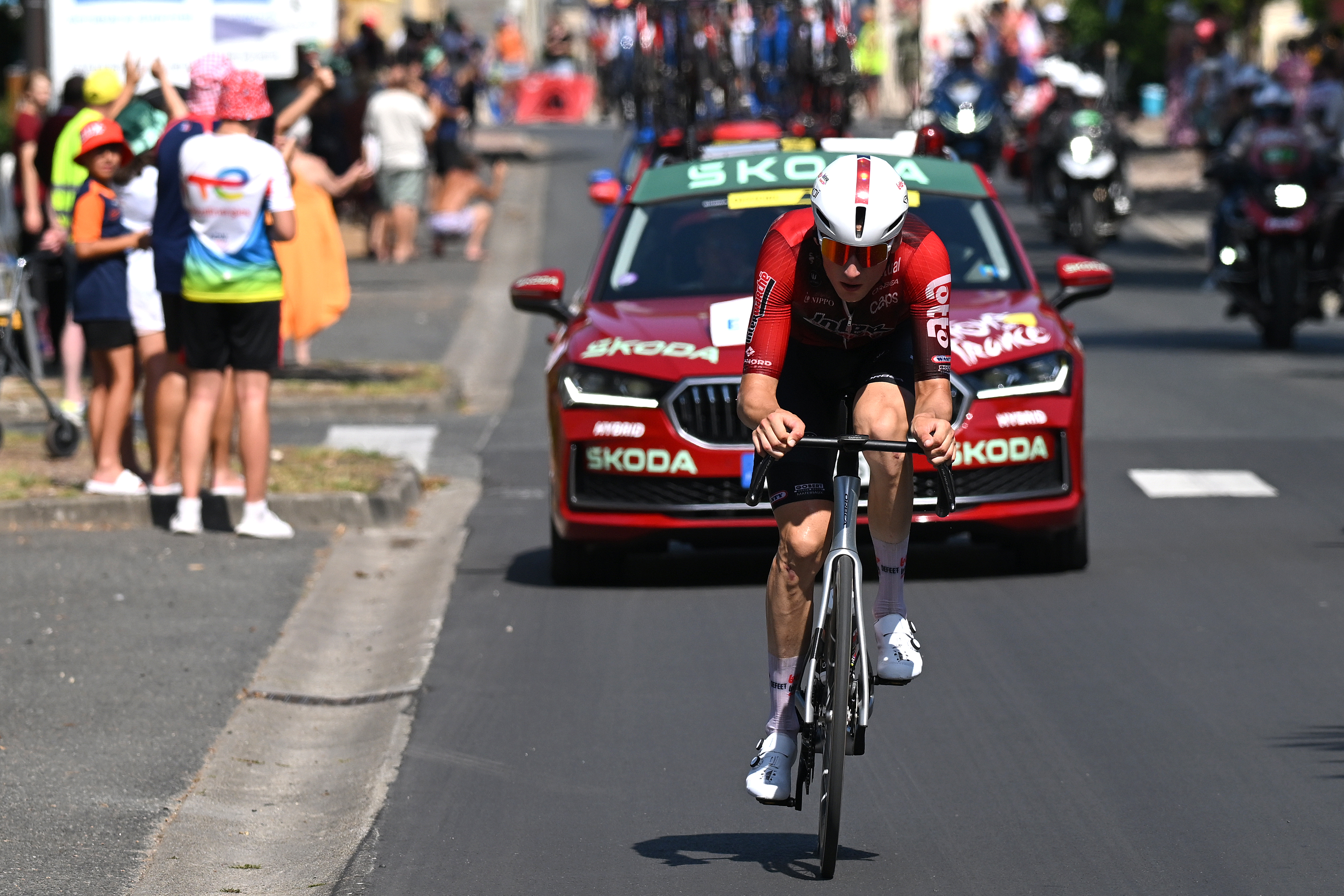 Liam Slock rides alone during stage 8 of the 2026 Tour de France