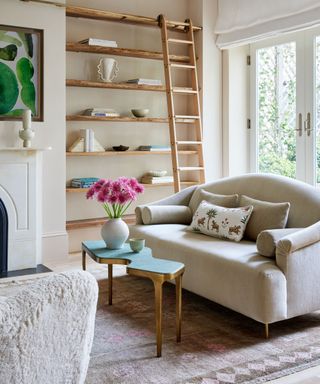 muted color scheme living space reading nook by date interiors