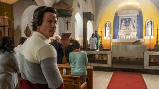 Mark Wahlberg as Stuart Long, in a church, in Father Stu