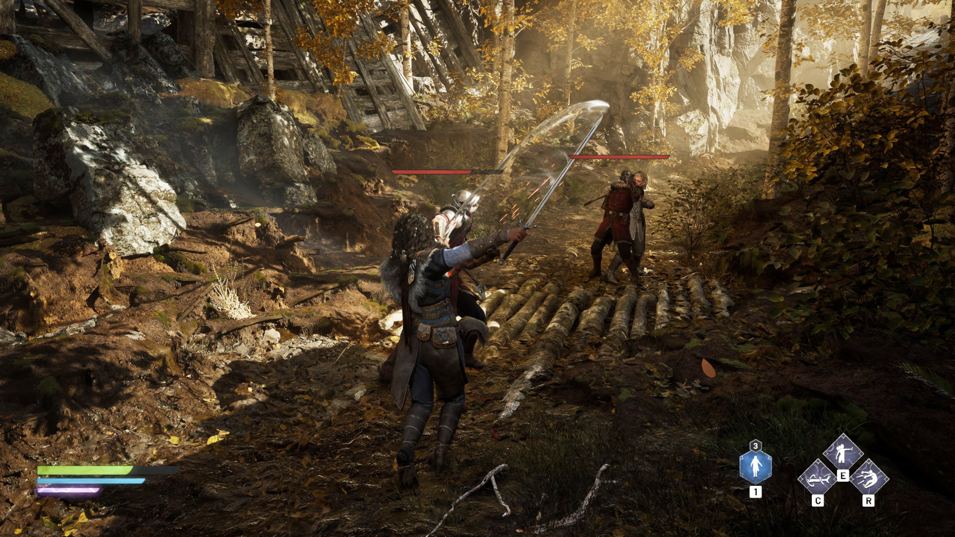 ryn slashing through an enemy as the sword leaves a blur in its wake