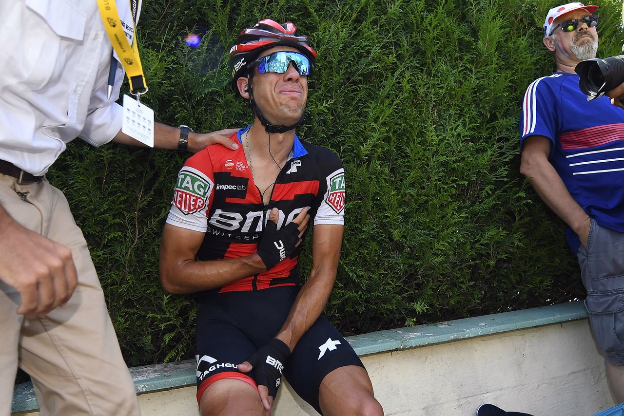 Richie Porte (BMC) crashed early in stage 9 and broke his collarbone