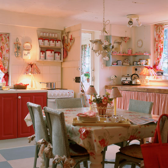 dinning room and kitchen with dinning and chairs and red cabinet