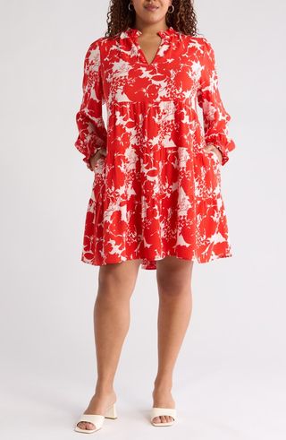 Floral Tiered Long Sleeve Dress