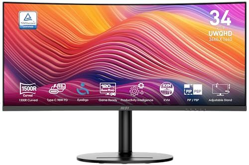 Msi Modern MD342CQP 34 Inch UWQHD 1500R Curved Monitor