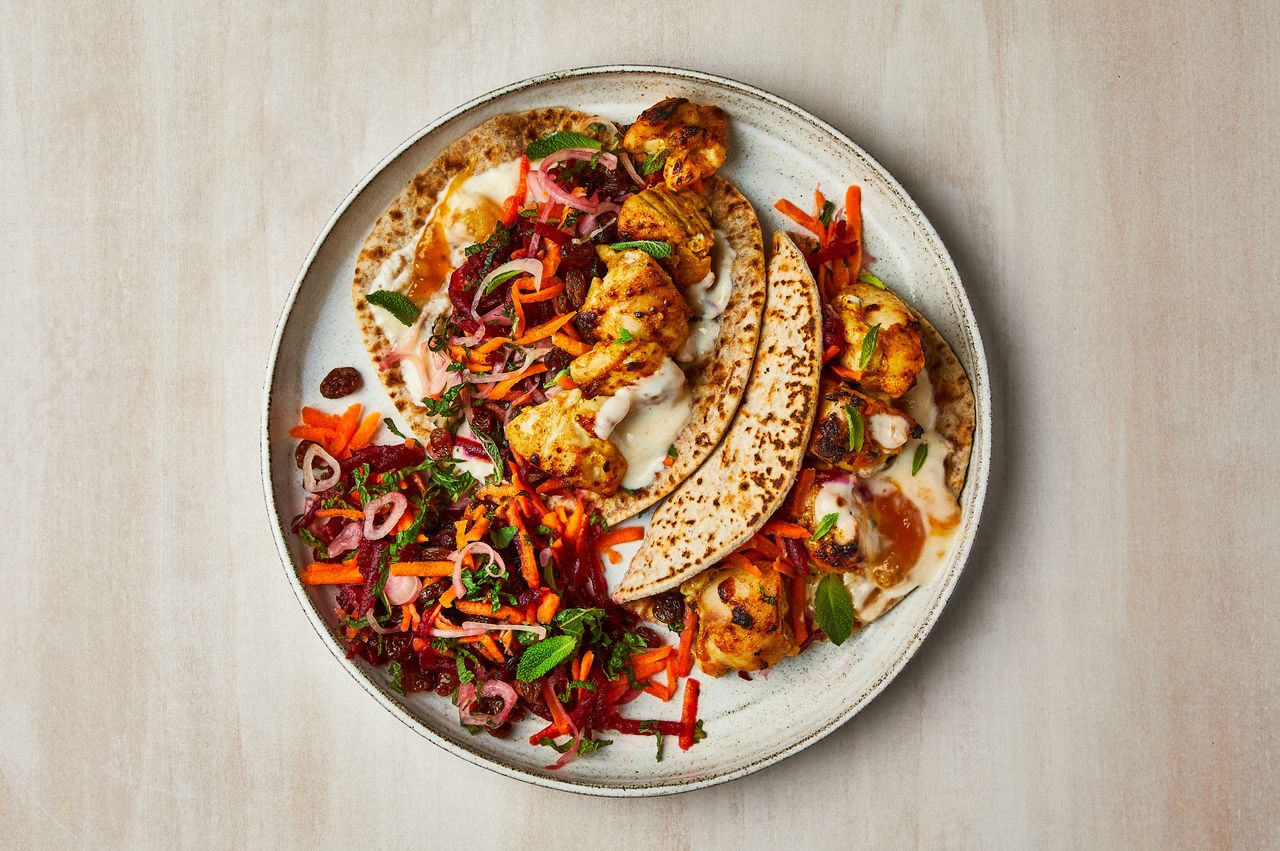 Gousto Joe Wicks tandoori chicken with roti and slaw