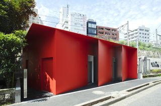 bright red tokyo toilet