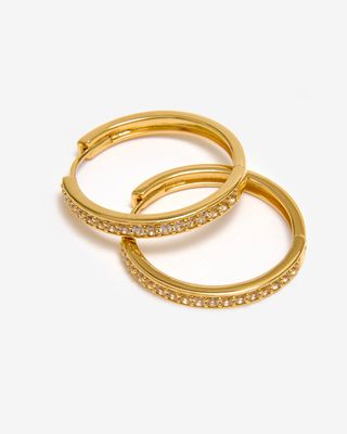 Gold Eternity Pave Hoop Earrings - Medium