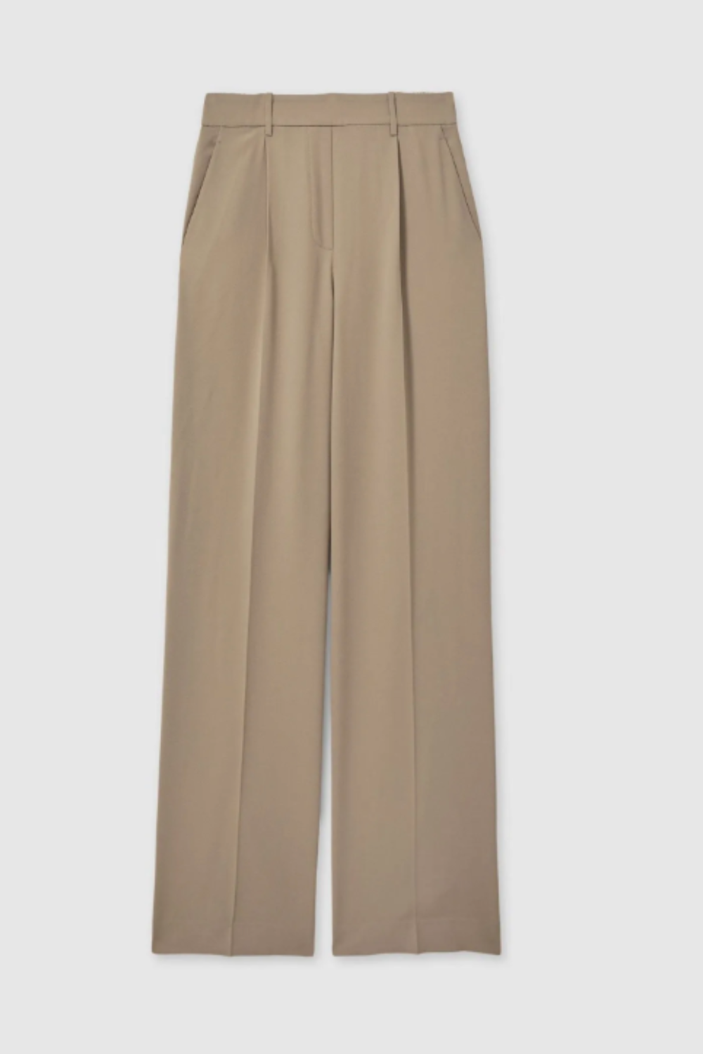 Reiss, Elasticated-Waist Wide-Leg Twill Trousers in Mink Neutral