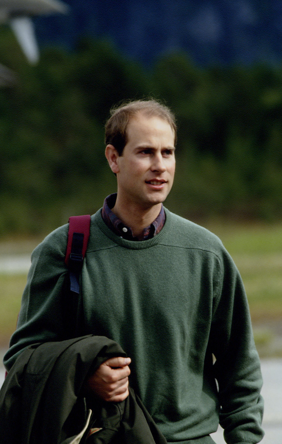 Prince Edward wearing a green sweatshirt in 1993