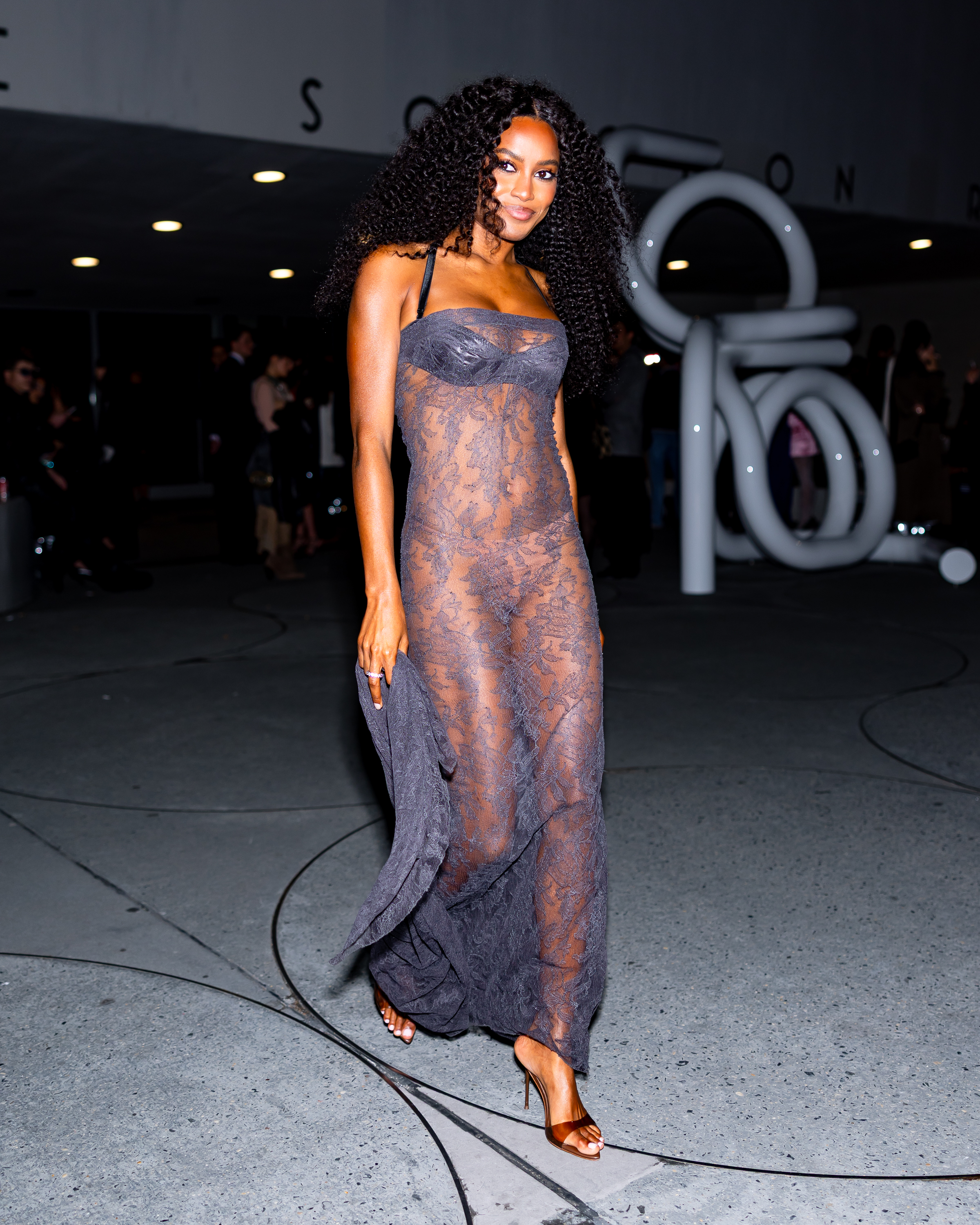 Ciara Miller wore a naked lace dress at the Cult100 gala in New York City