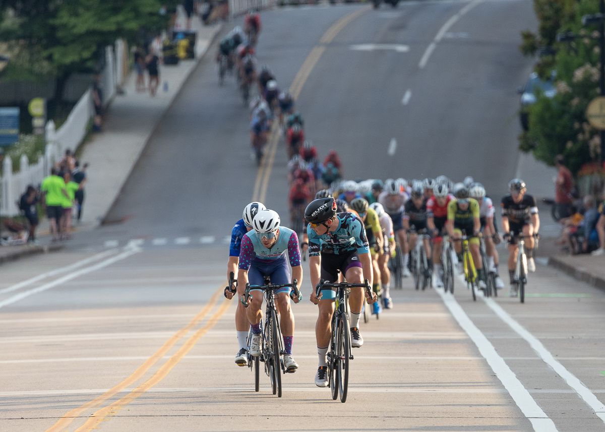 Sean Christian (Cinch Rise), Scott McGill (Wildlife Pro Cycling Team), and Luke Lamperti (Trinity Racing) got a small gap on Hill St a few laps into the race.