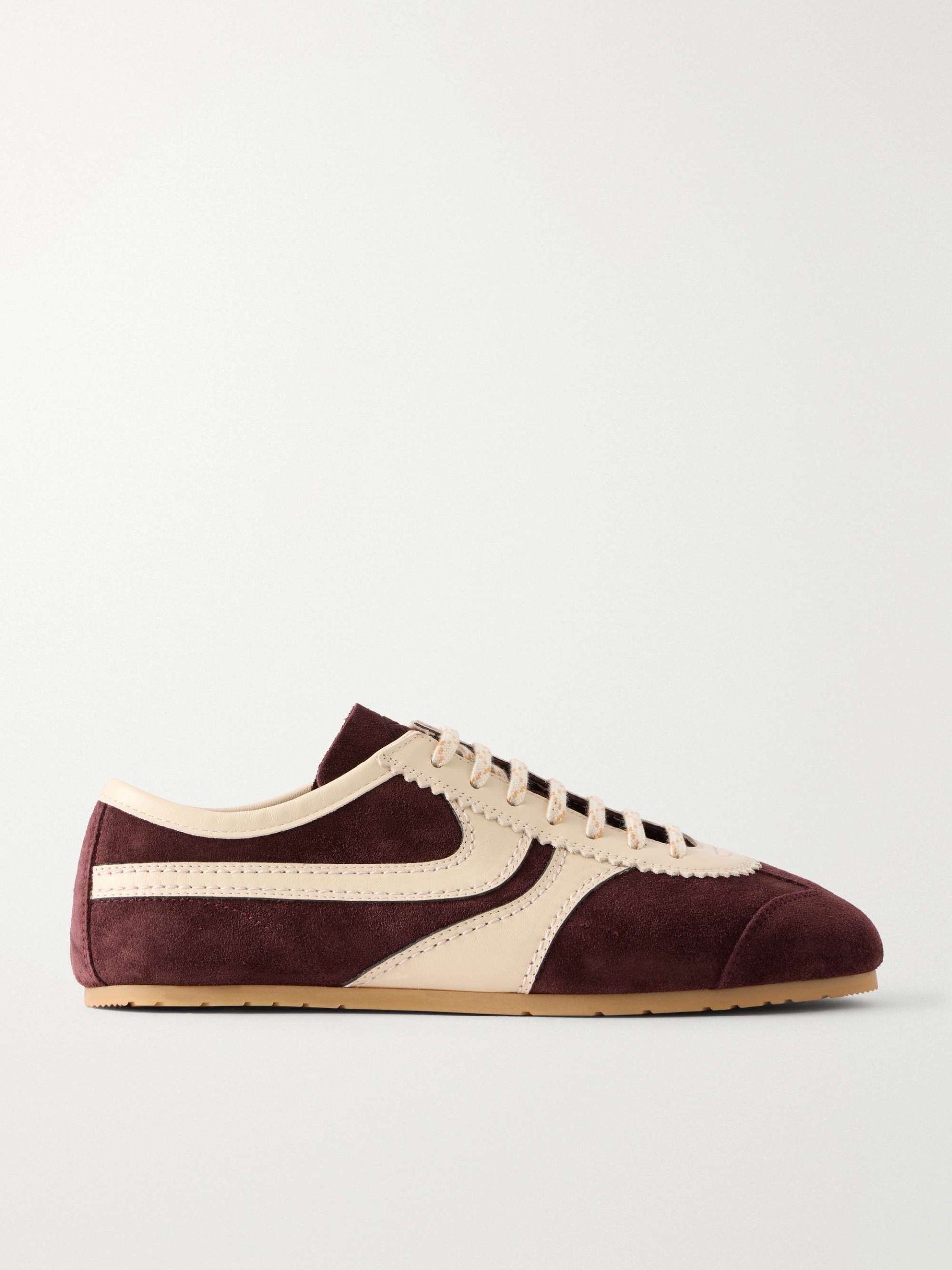 Leather-Trimmed Suede Sneakers