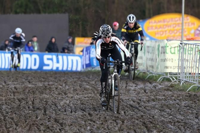 Germany's Hanka Kupfernagel powers through a mud sector