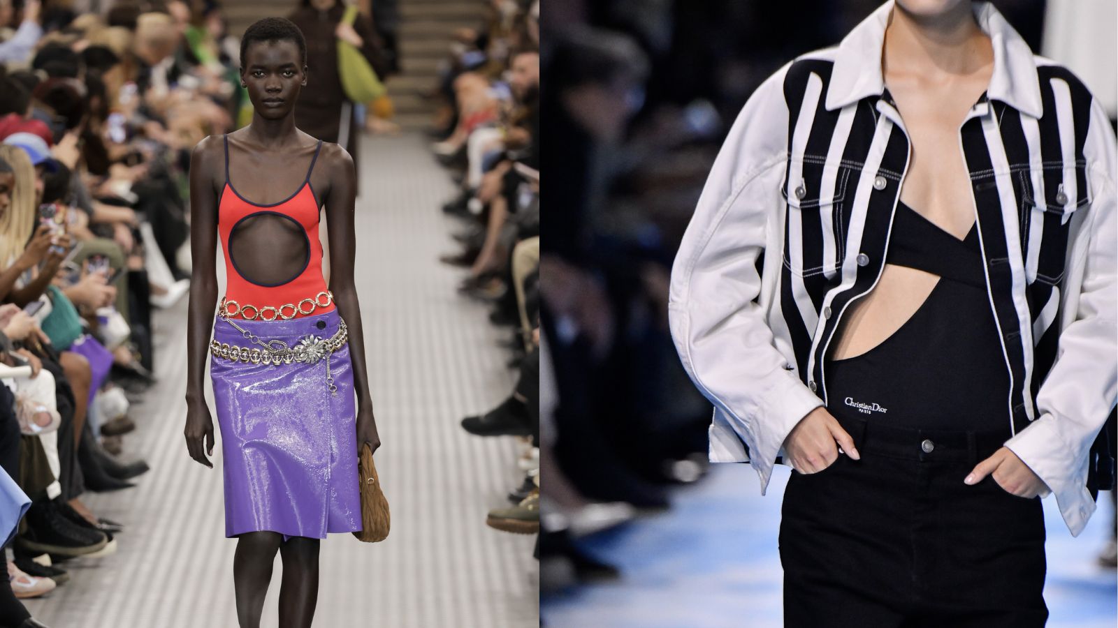 Miu Miu and Dior models on the runway in swimwear