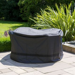 Garden furniture covered on patio
