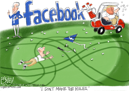 Political Cartoon U.S. Trump Facebook Mark Zuckerberg