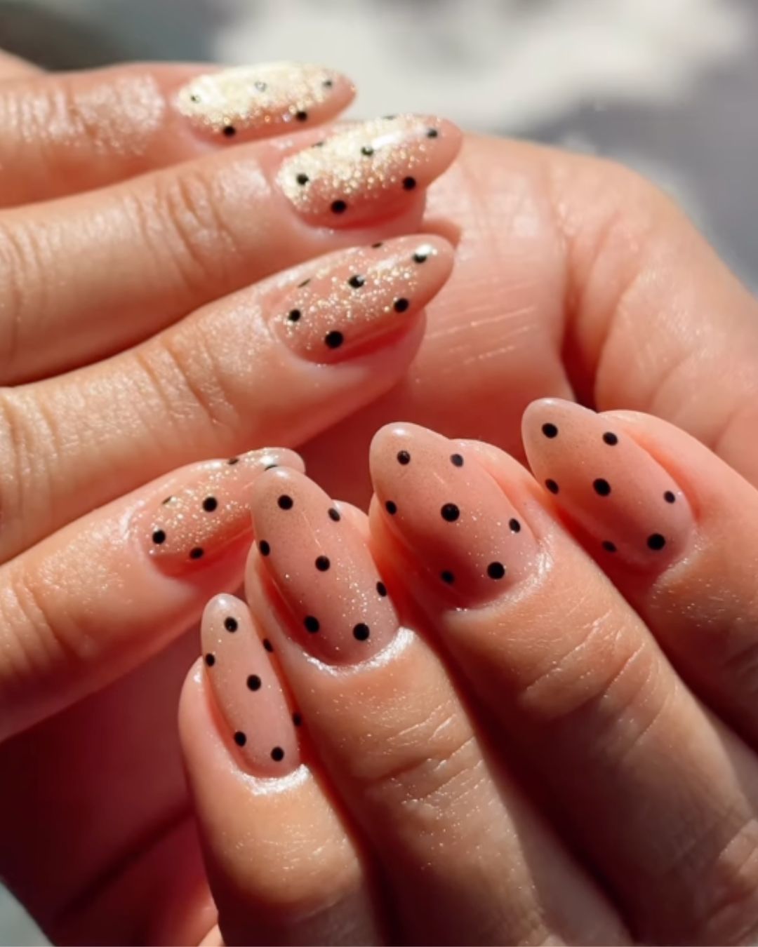 Velvet polka dot manicure.