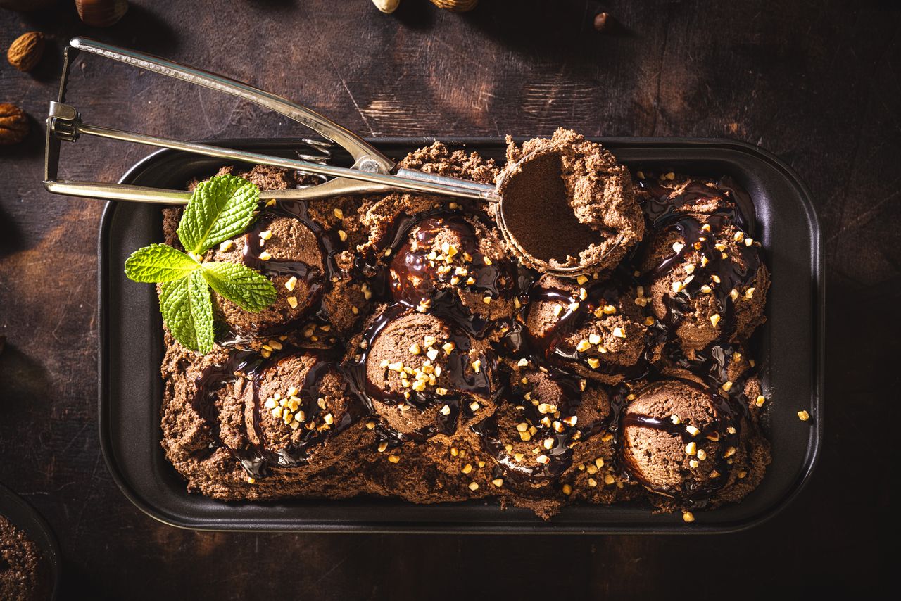 Tub of rocky road ice cream