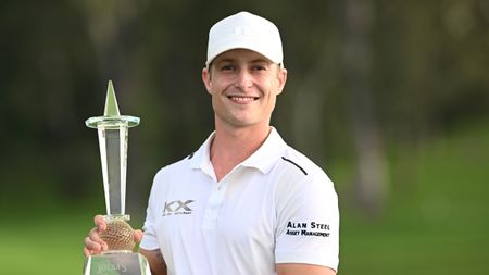 Calum Hill with the Joburg Open trophy