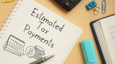 A notebook illustration reading "Estimated tax payments" with money and a calendar