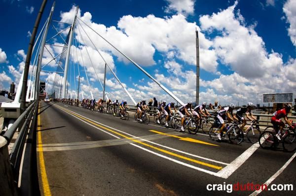 he Peloton crossing Nelson Mandela Bridge
