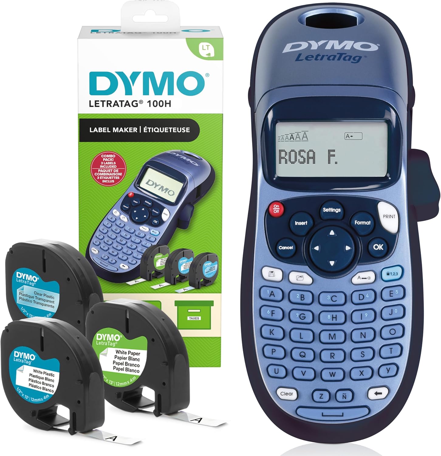 Dymo Letratag Lt-100h Label Maker Starter Kit | Handheld Label Printer Machine | With Plasticpaper &amp;amp; Clear Label Tape | Ideal for Office or Home
