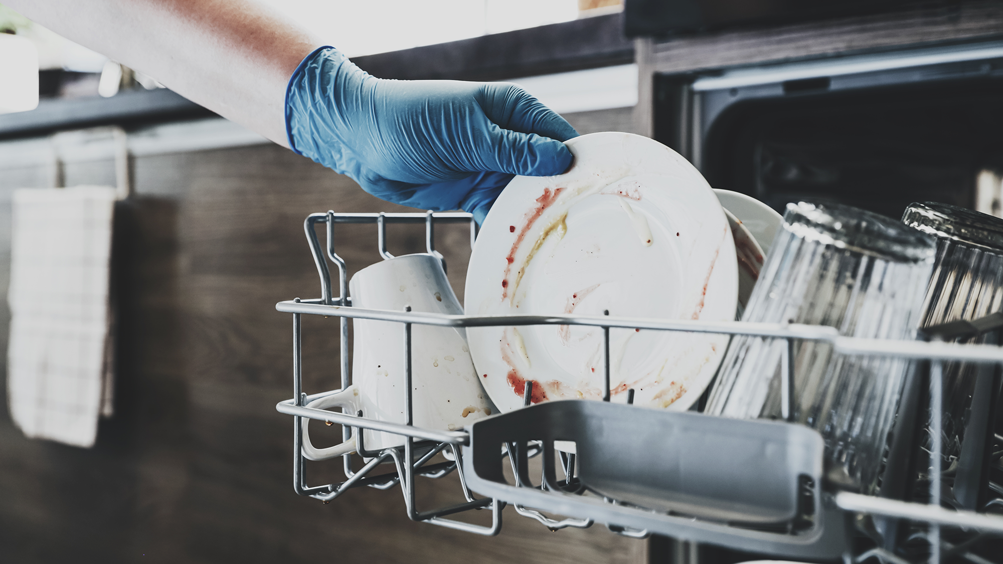Dirty dishes in dishwasher