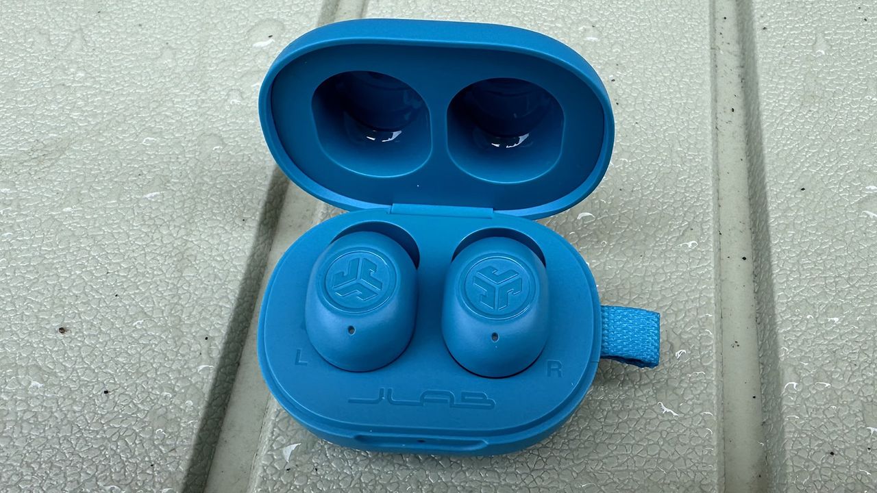 The JLab JBuds Mini inside their case