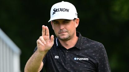 Keegan Bradley lines up a putt during the 2022 Zozo Championsjhip