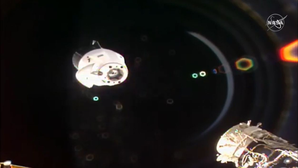 A SpaceX CRS-21 Cargo Dragon spacecraft makes the first automated undocking of a U.S. supply ship from the International Space Station on Jan. 12, 2020.