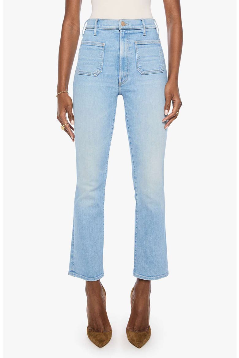 The Hustler Patch Pocket High Waist Flood Ankle Bootcut Jeans