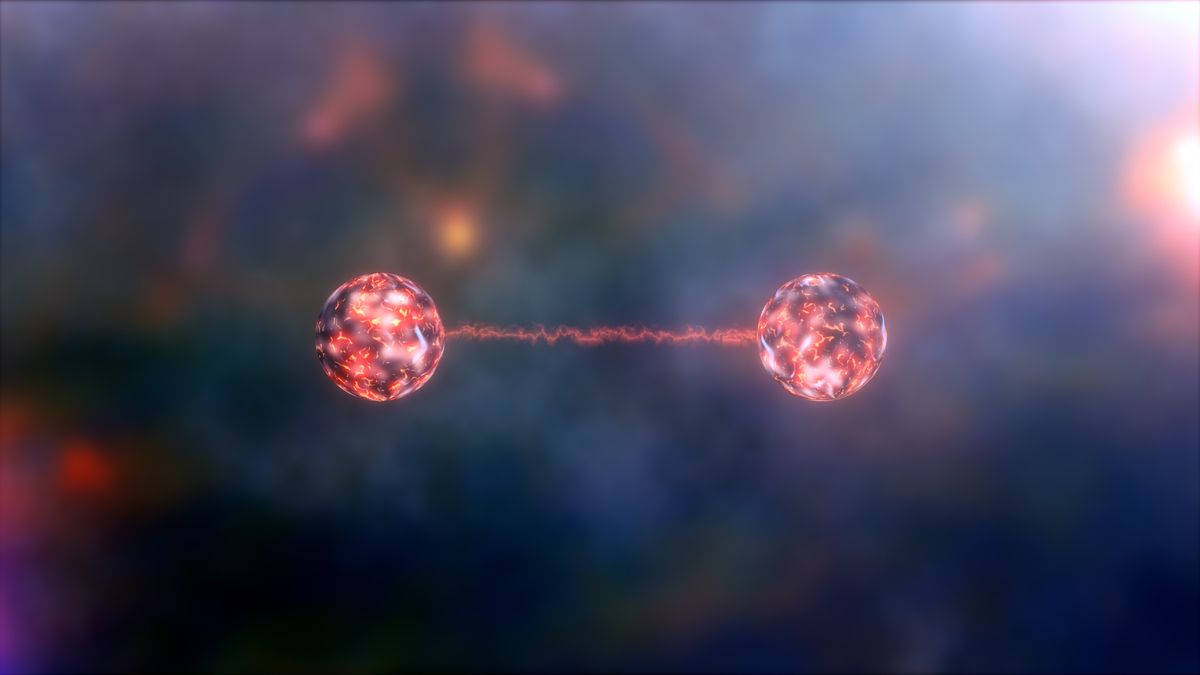 An artist&#039;s impression of quantum entanglement.