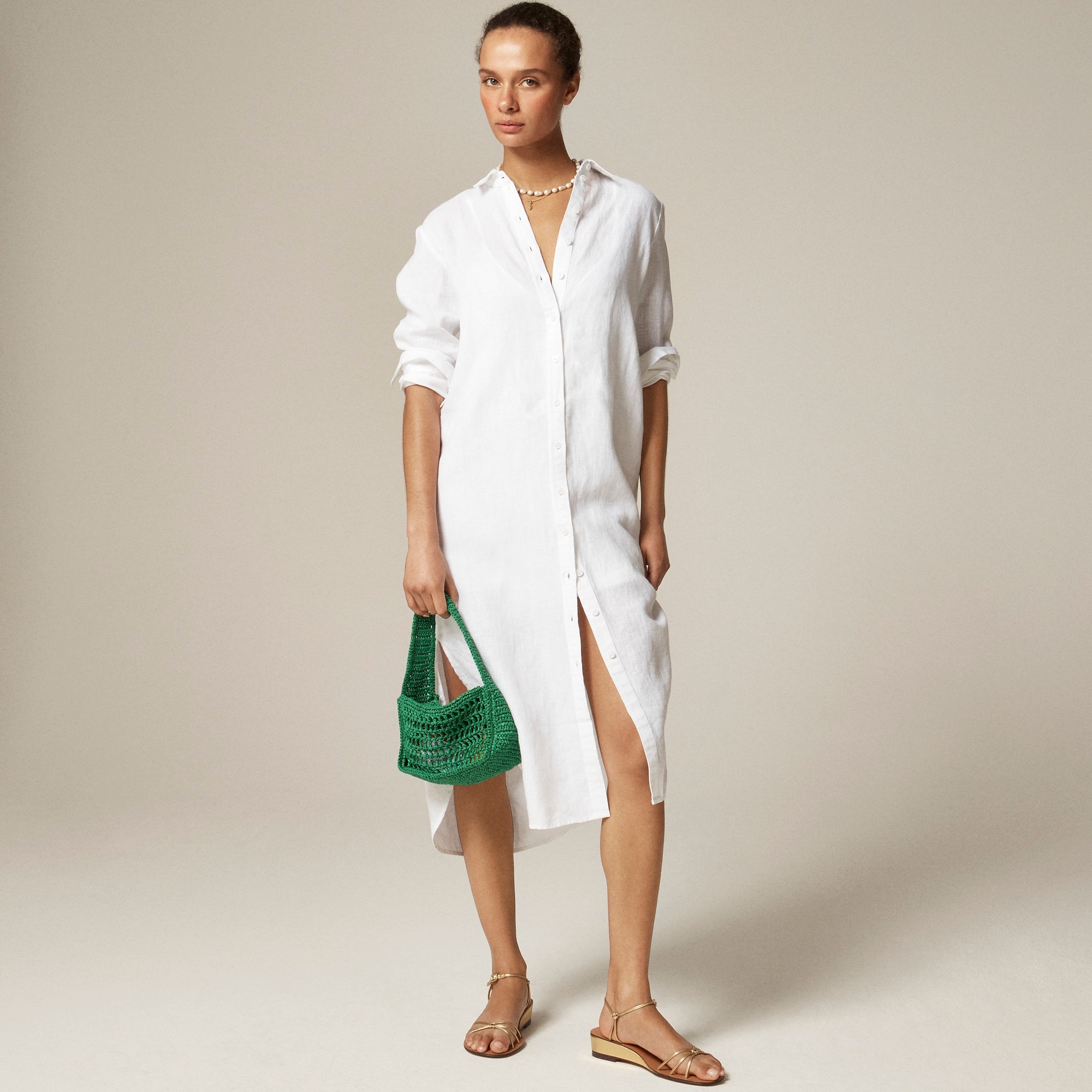 Fit-And-Flare Shirtdress in Lightweight Oxford