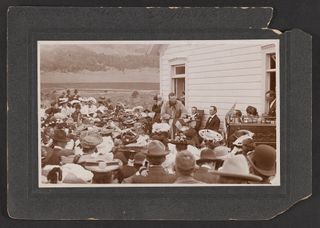 President Theodore Roosevelt speaking outside in Colorado.