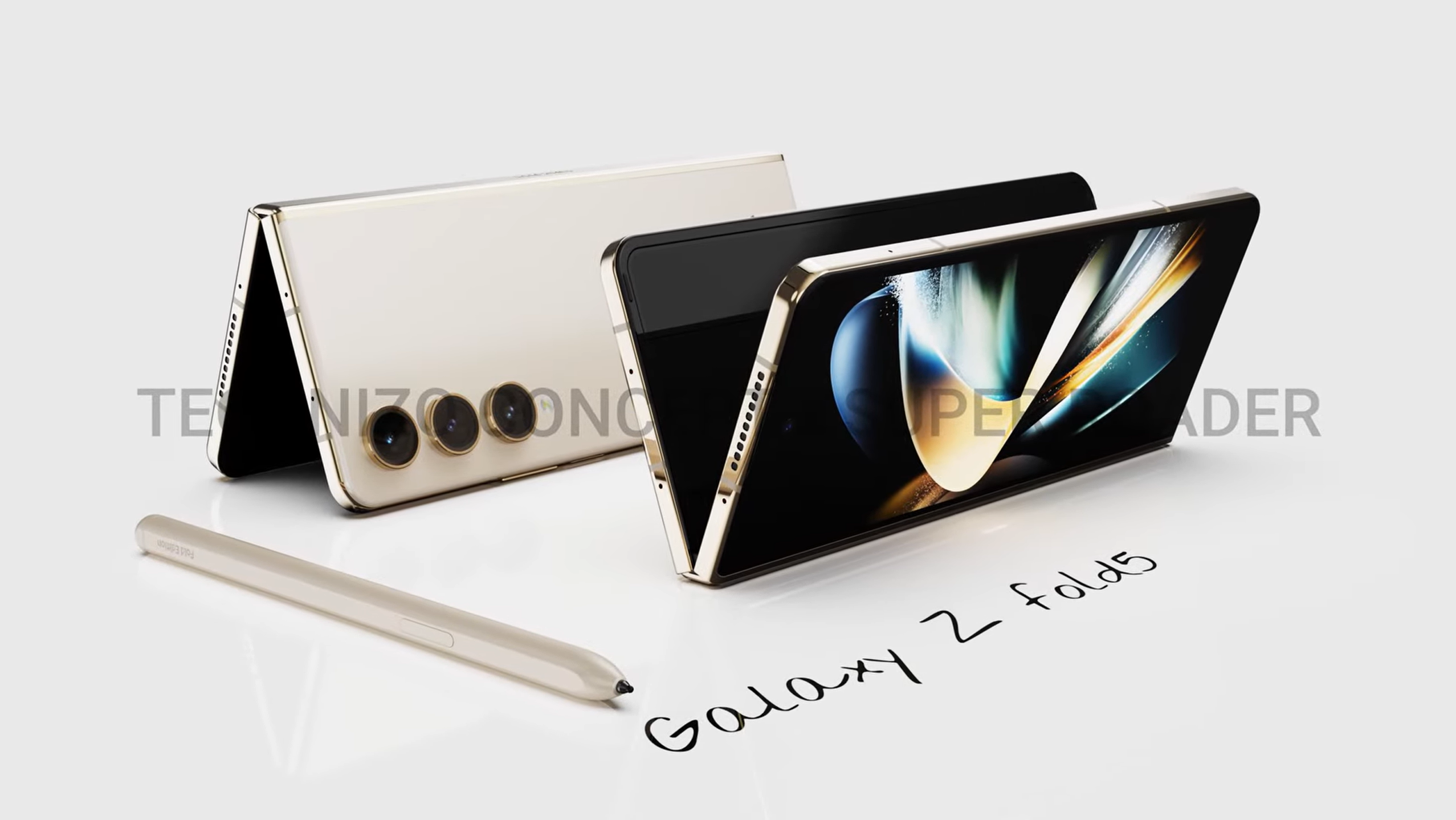 A leak-based render of the Samsung Galaxy Z Fold 5