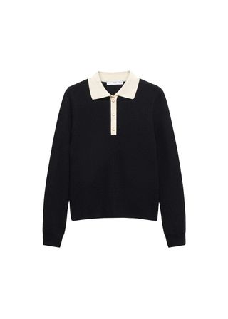 Knitted Polo Neck Sweater - Women