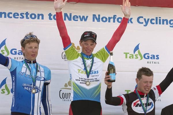 Race podium (l-r): Chris Jory (2nd), Patrick Shaw (1st), and Eliot Crowther (3rd)