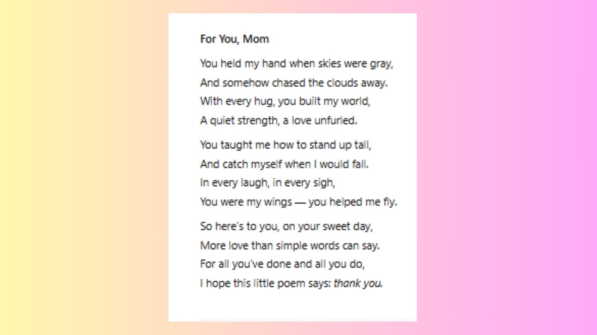 Mother's Day poem by ChatGPT