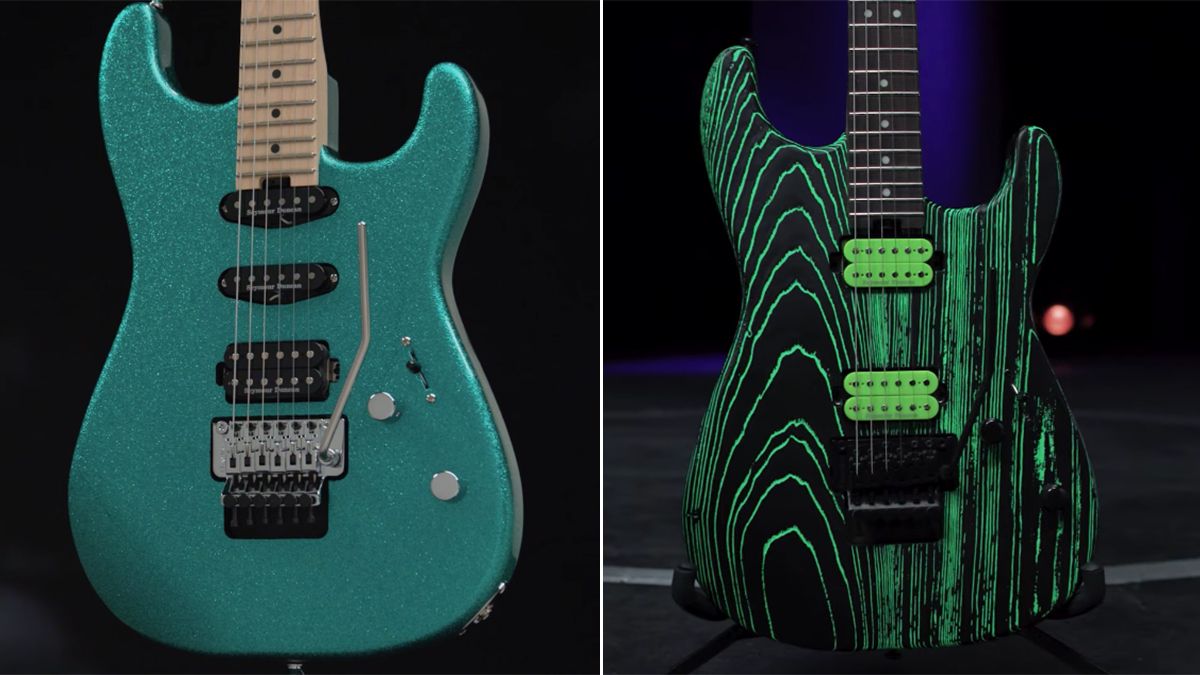 Charvel Pro-Mod San Dimas Style 1 HSS FR M Aqua Flake and Pro-Mod San Dimas Style 1 HH FR E Green Glow