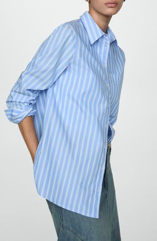 Stripe Cotton Button-Up Shirt