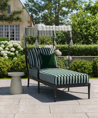 striped european inspired patio lounger by kathy kuo home