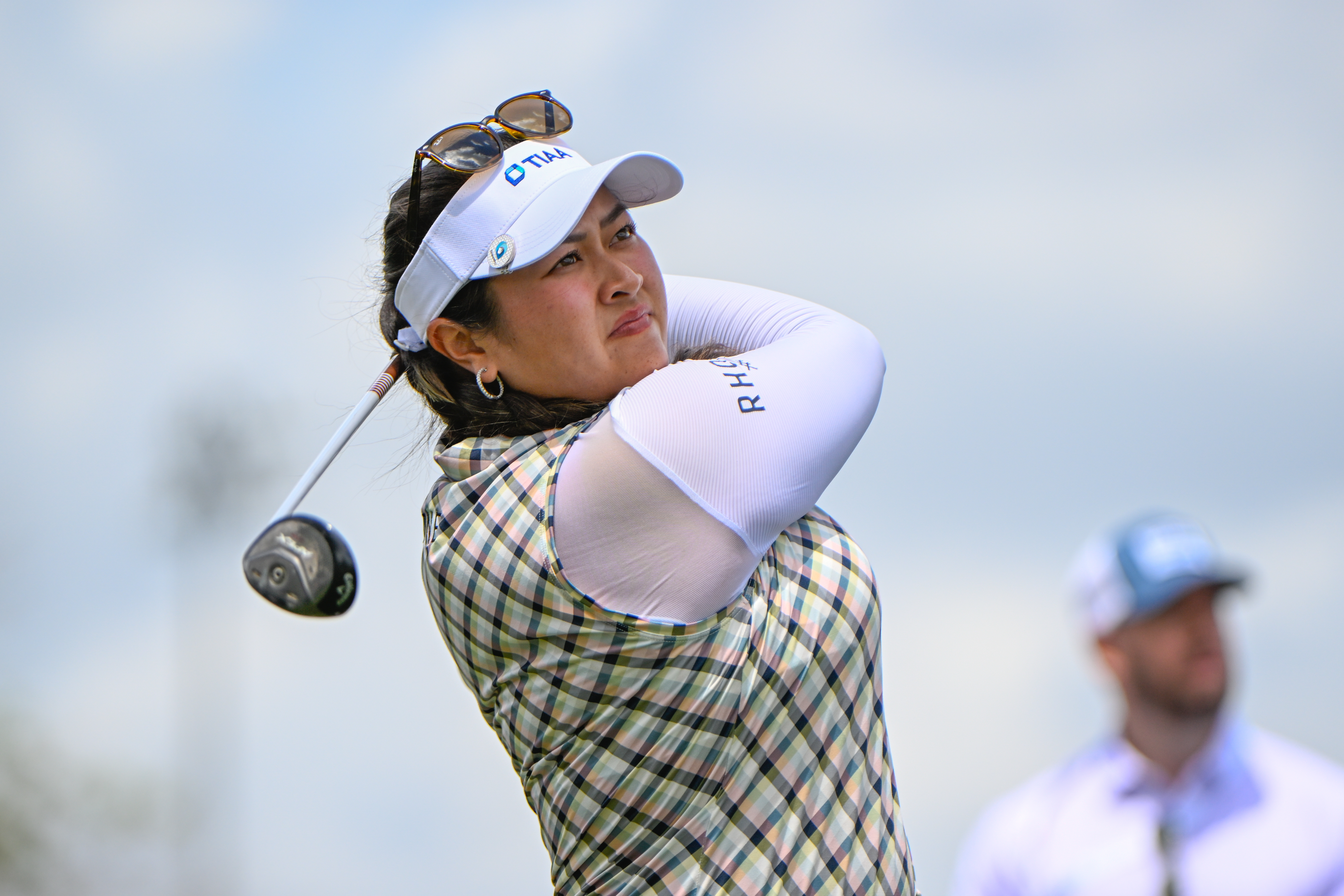 Lilia Vu watches her tee shot on 11 during the first round of The Chevron Championship