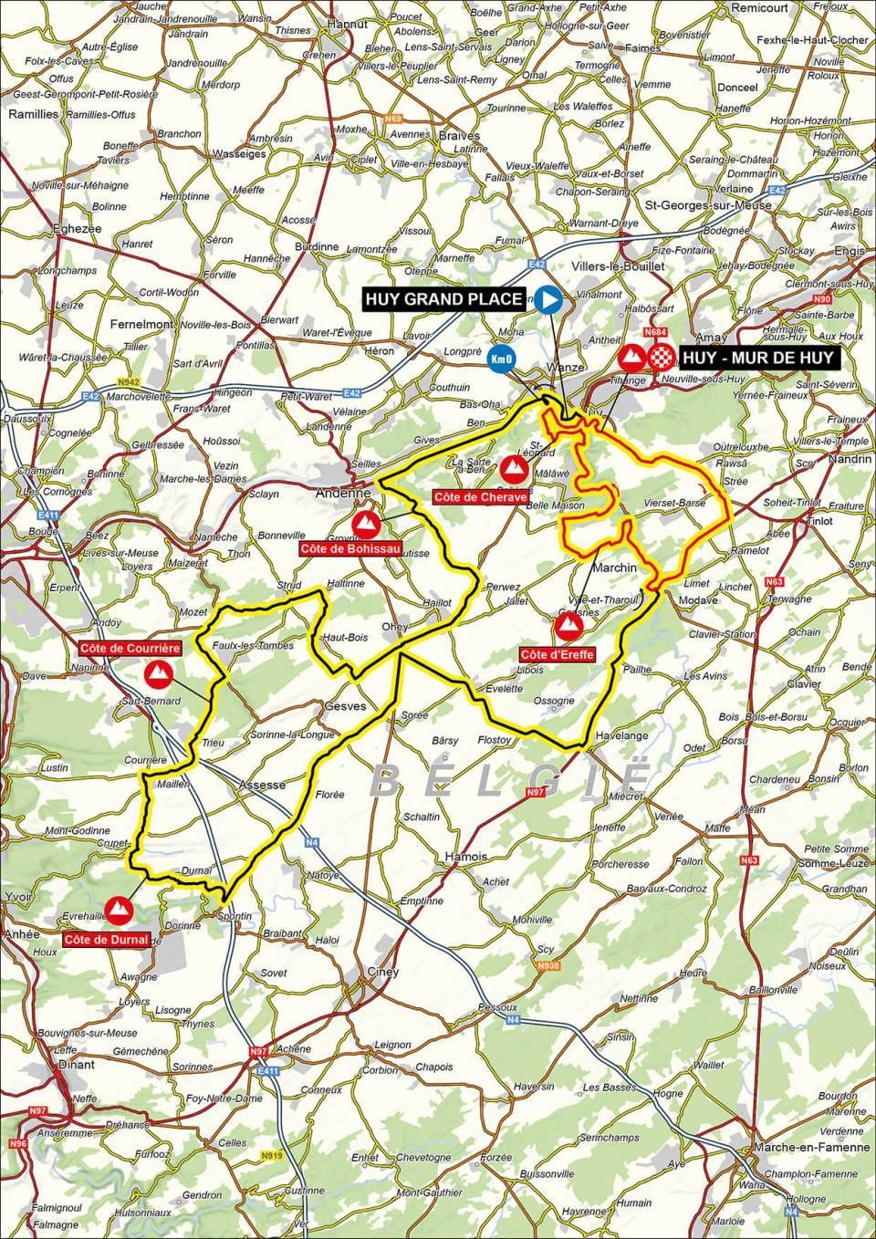 La Fl&egrave;che Wallonne Femmes 2026 Map