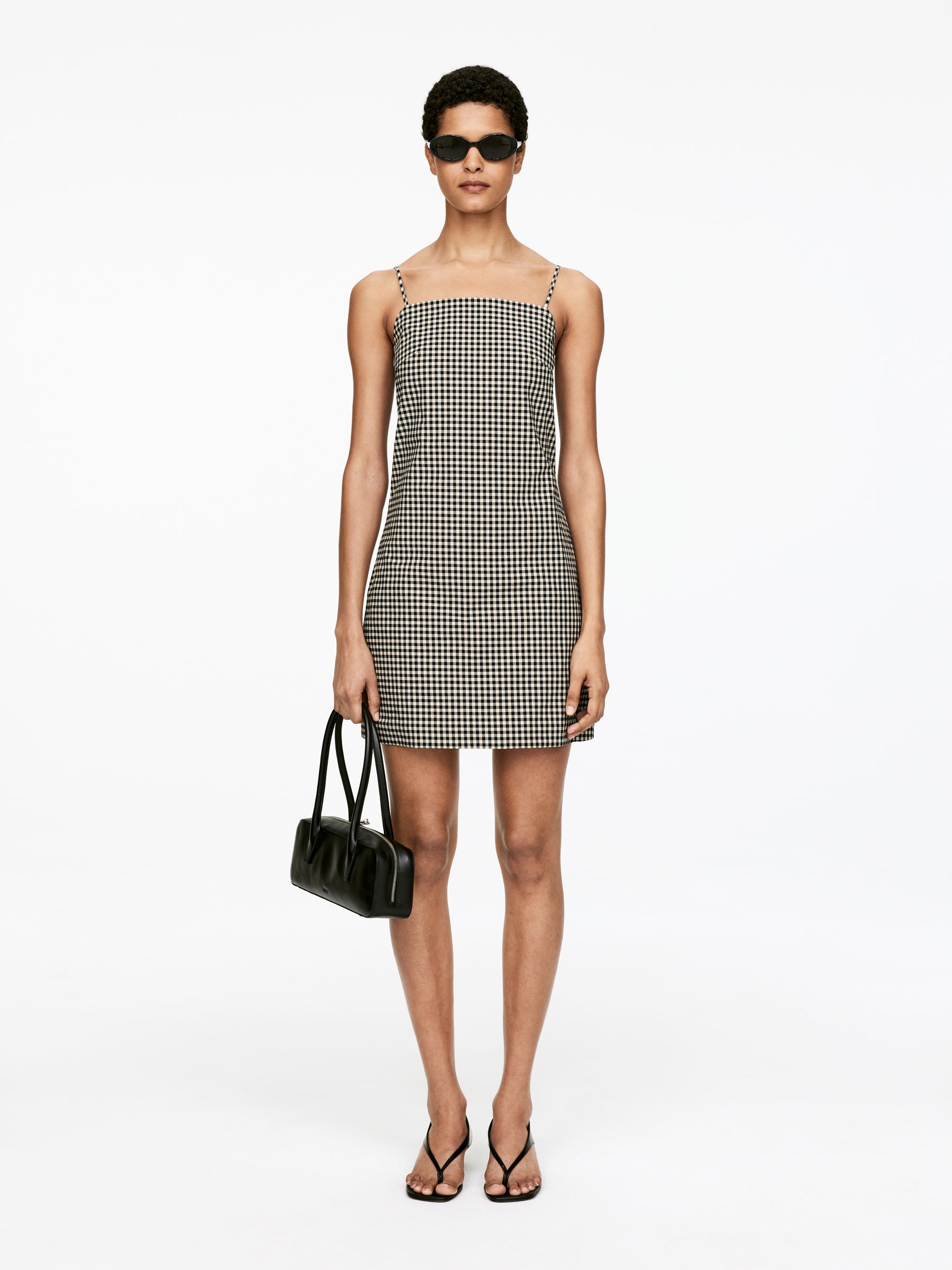 Mini Gingham Dress – Dark Blue/beige – Women – Arket Gb